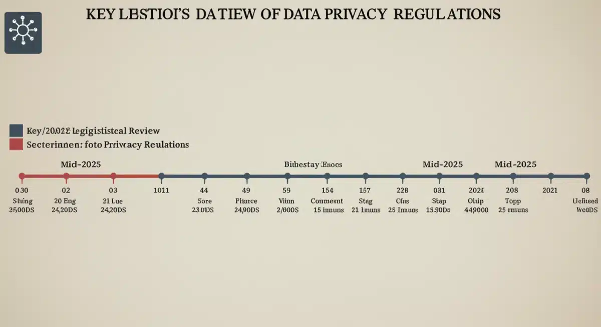Legislative timeline for data privacy regulations through mid-2025.
