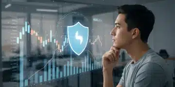 Financial chart showing inflation impact with a protective shield