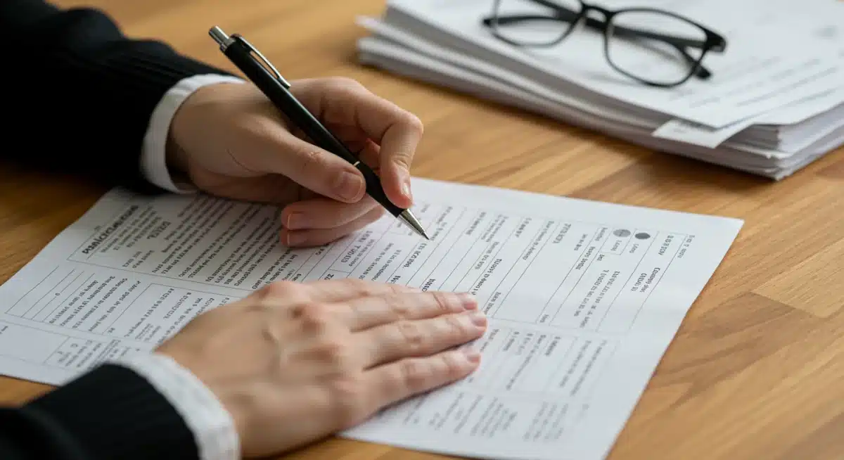 Filling out an application for rental assistance with supporting documents