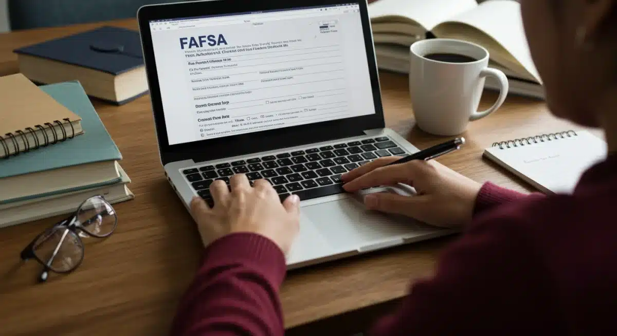 Student completing FAFSA form for federal grants