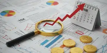 Financial chart with magnifying glass, 2026 calendar, and tax documents, symbolizing future tax law impacts on investments.