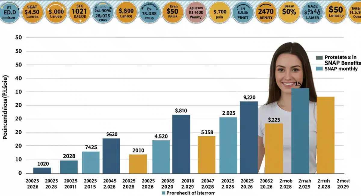 Infographic showing a potential  monthly increase in SNAP benefits for 2026.