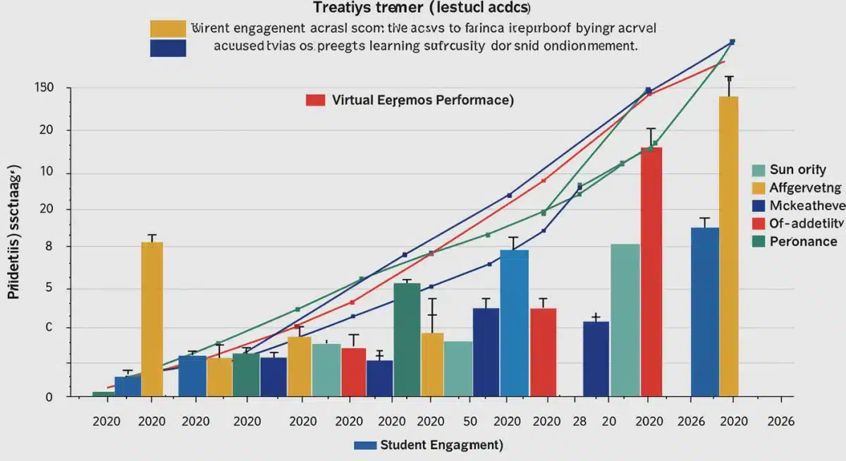 Chart showing student performance trends virtual vs in-person learning