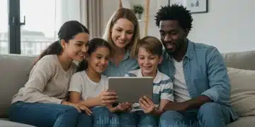 Family reviewing Child Tax Credit 2026 information on a tablet