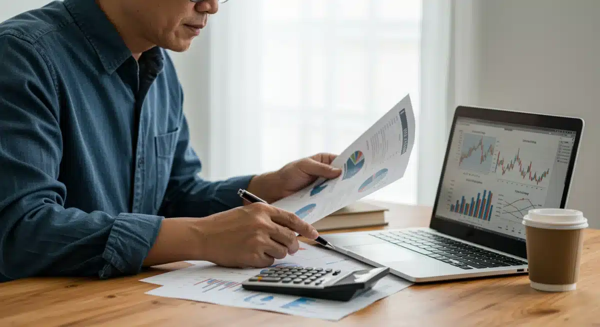 Person reviewing financial documents for mortgage planning