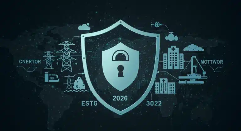 Secure network icon protecting critical U.S. infrastructure under new federal guidelines.