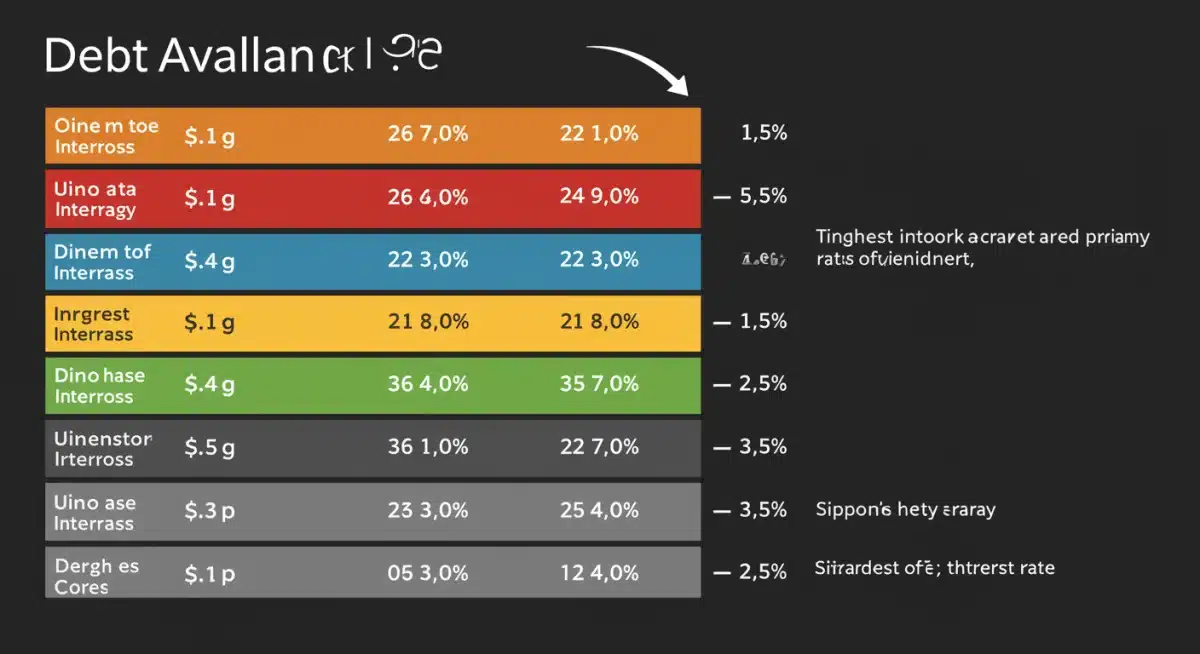 Infographic illustrating the debt avalanche method with high-interest debt highlighted