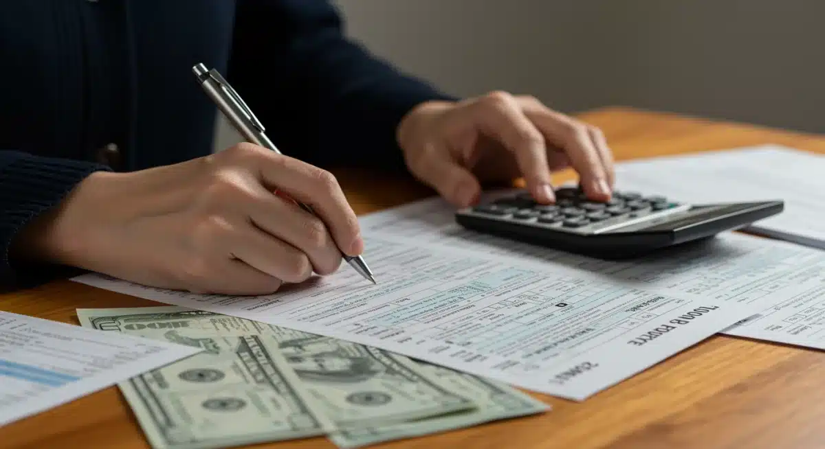 Hands completing tax forms for 2026 EITC application