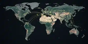 Global trade map showing shifting U.S. import and export routes in 2026, emphasizing supply chain realignments.
