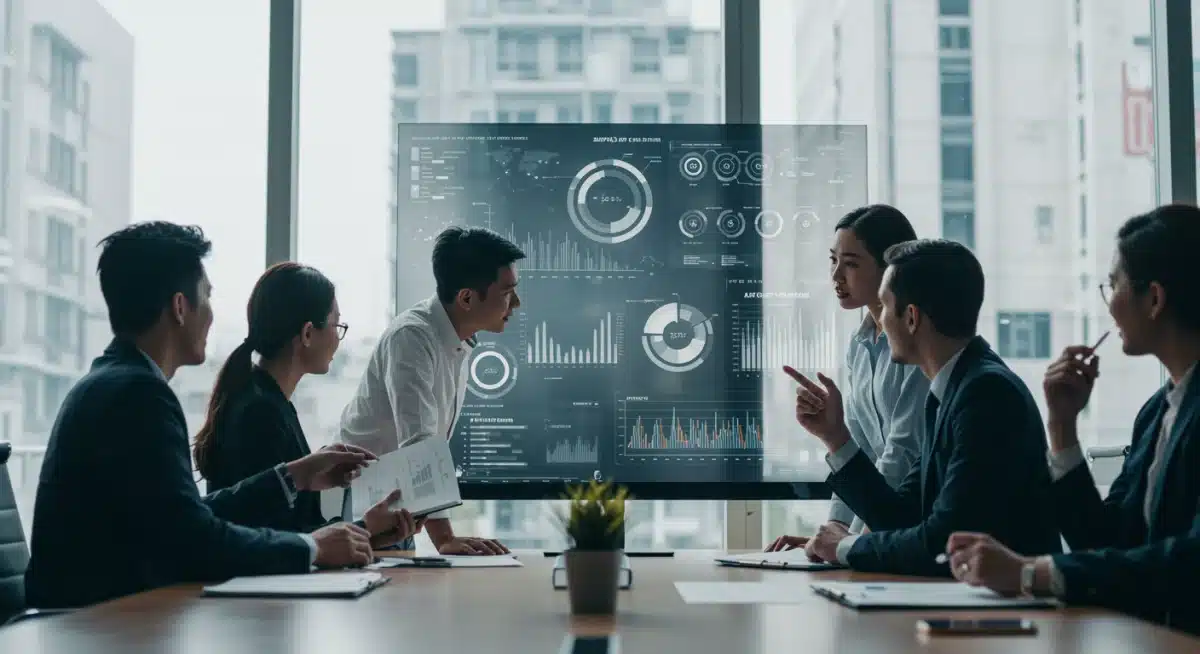 Business leaders analyzing supply chain data and strategic realignments for U.S. imports and exports.