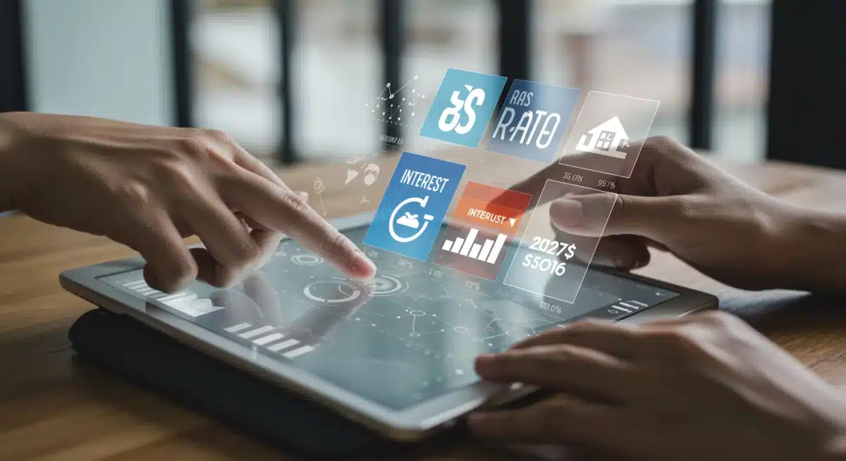 Digital tablet showing banking apps comparing high-yield savings account interest rates.