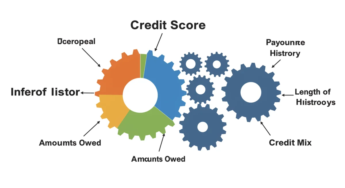 Infographic showing interconnected factors influencing a credit score.