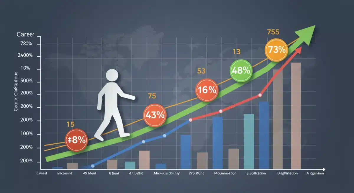 Infographic showing career acceleration and increased income due to micro-credential acquisition.