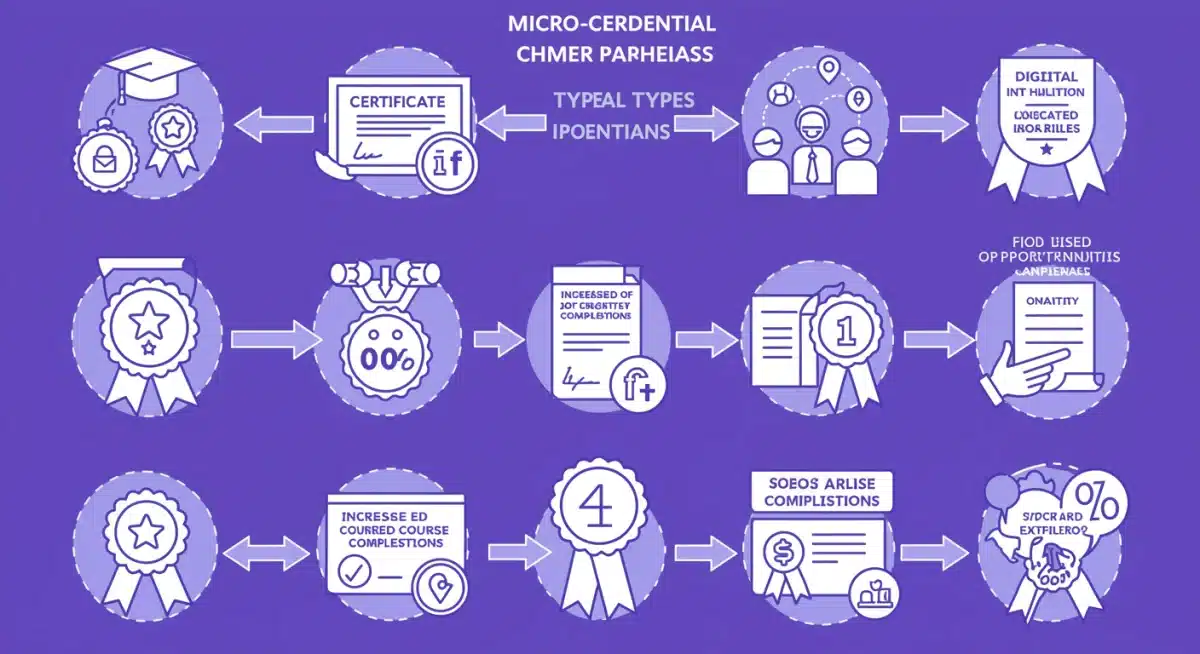 Illustration of diverse micro-credential types leading to enhanced job prospects.