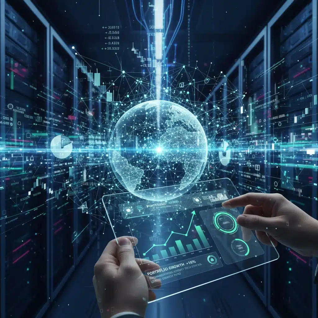 AI algorithms analyzing financial data for personalized insights.