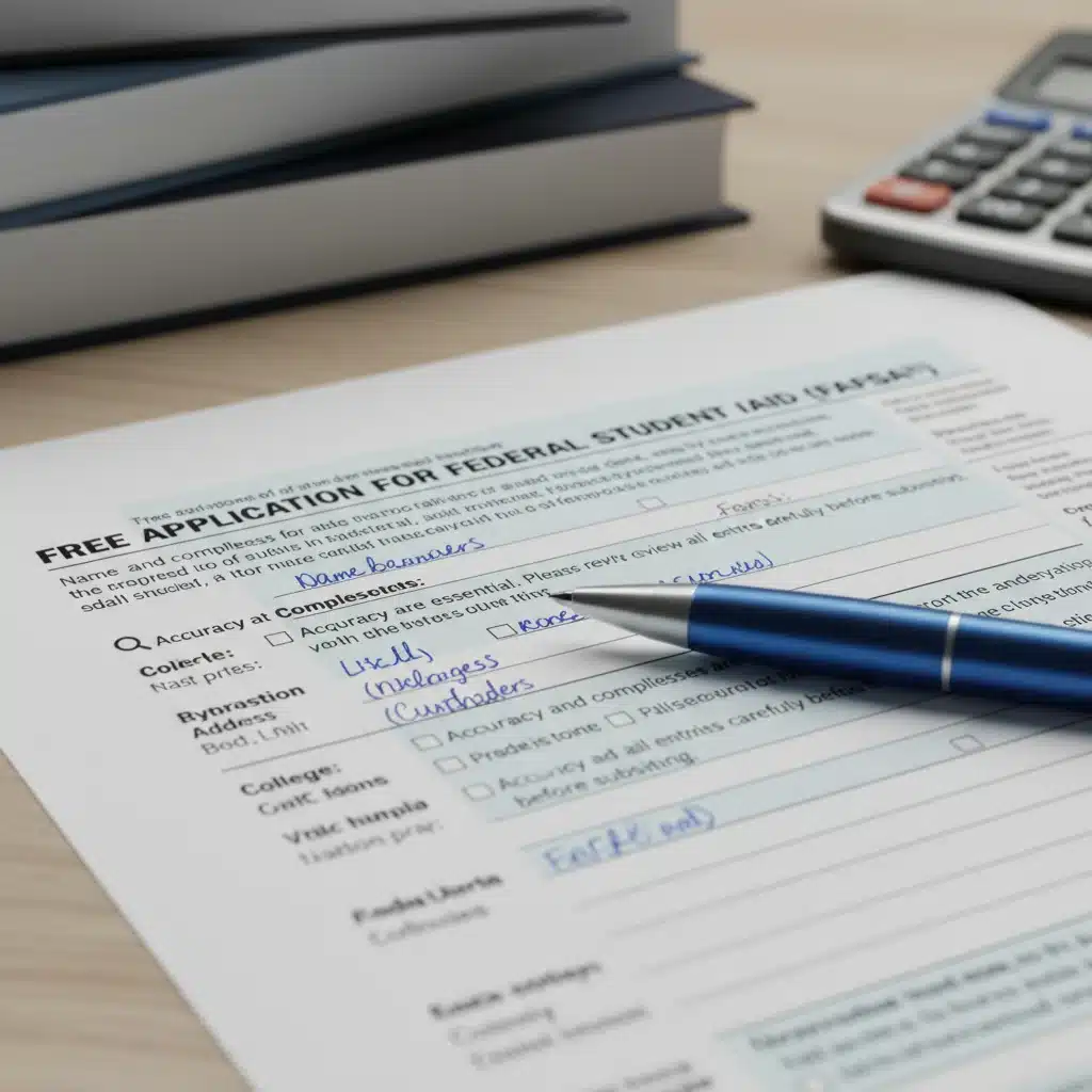 Close-up of FAFSA form, highlighting critical sections for accurate financial aid submission