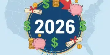 Federal Reserve 2026 interest rate projections graphic showing economic trends and financial instruments.