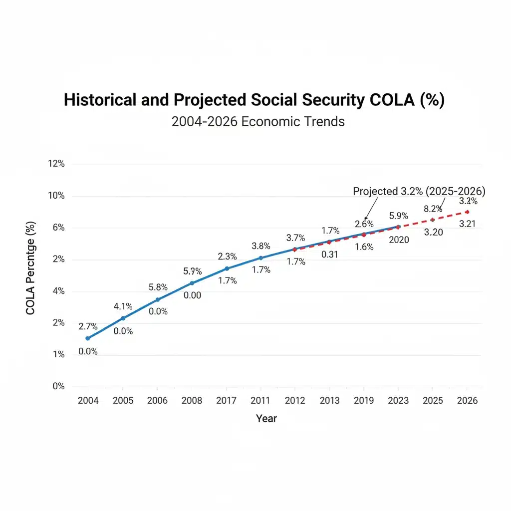 Historical Social Security COLA trends and 2026 projection