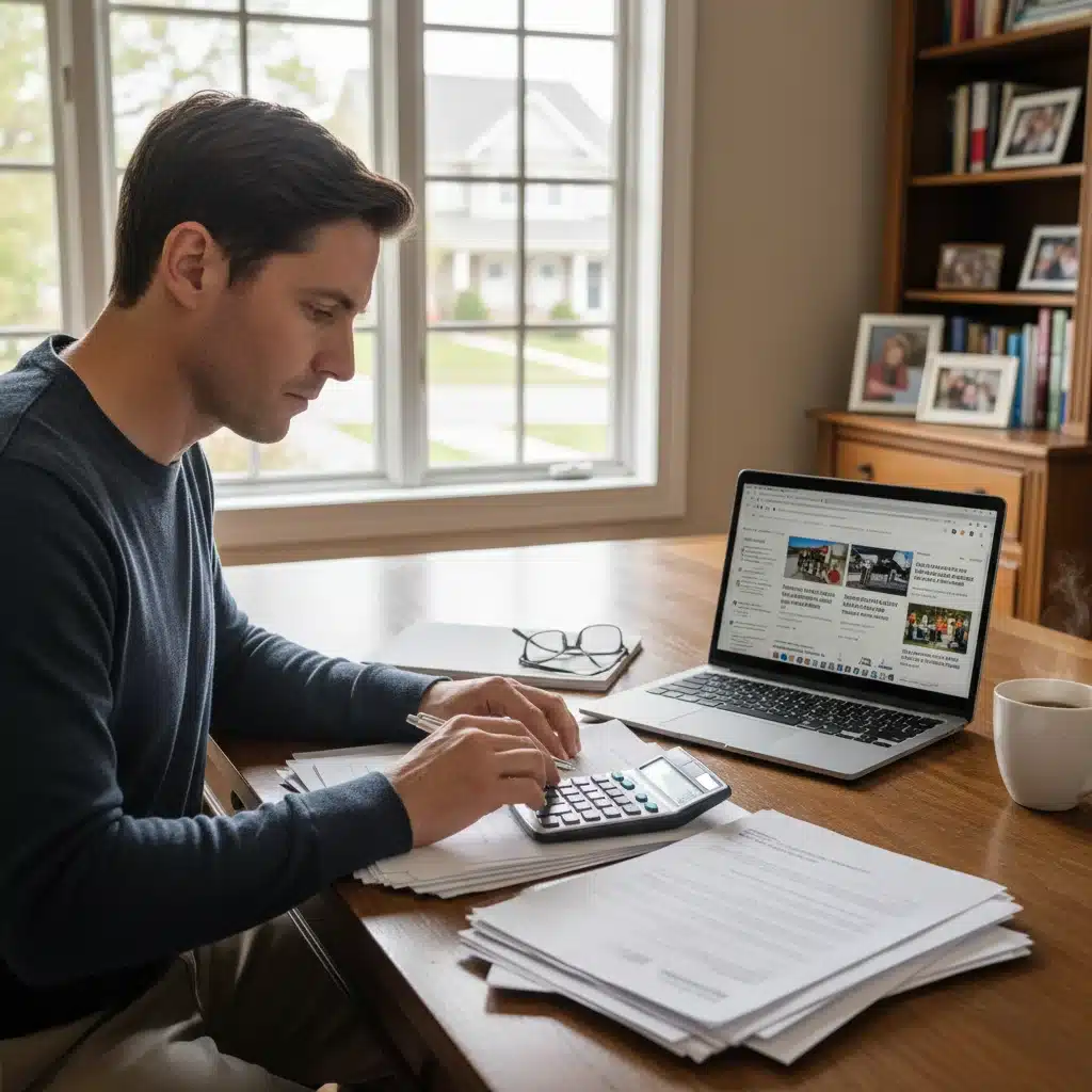 Homeowner calculating mortgage payments with rising interest rates