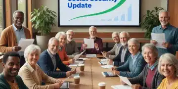 Smiling retirees discussing 2026 Social Security COLA adjustments