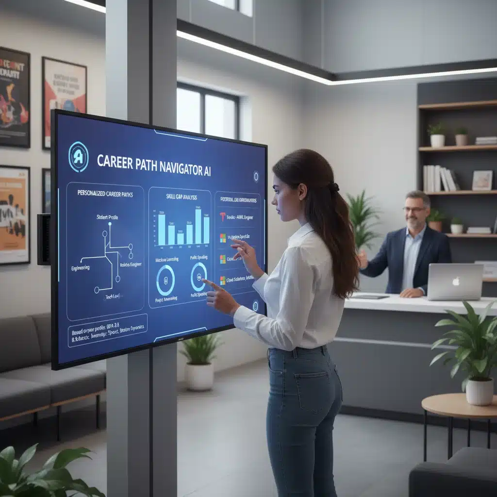 Student receiving AI-powered personalized career guidance at a university