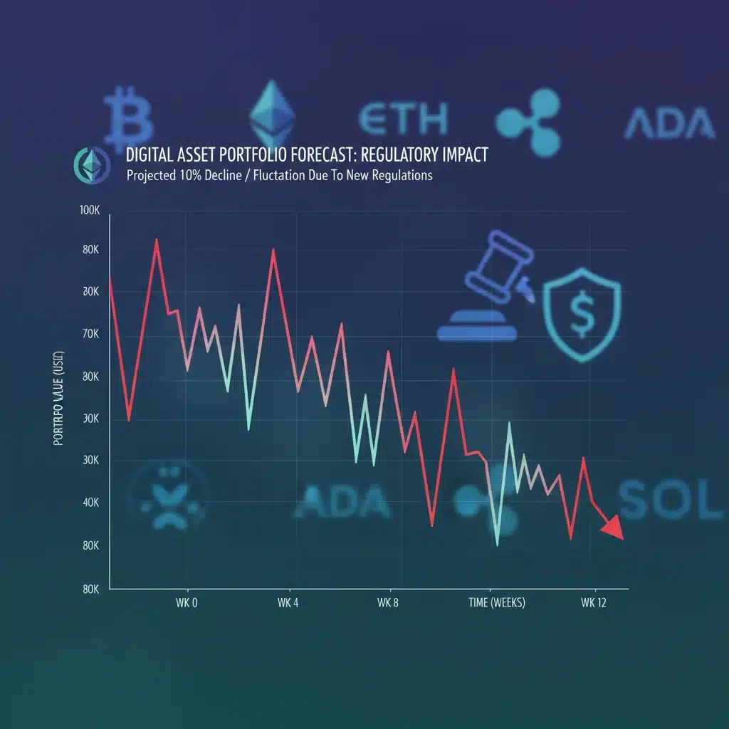 Digital asset portfolio chart showing 10% impact from regulations