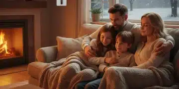 Family staying warm at home with LIHEAP energy assistance