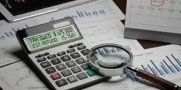 Financial calculator showing 2026 tax adjustments and investment charts