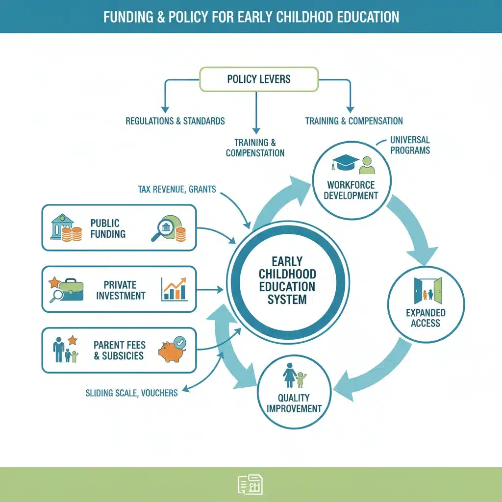 Infographic showing early childhood education funding and policy levers.