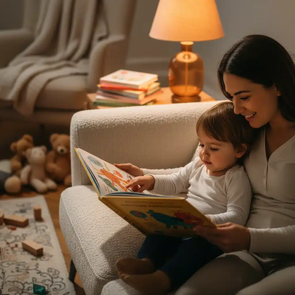 Parent and child reading a book, symbolizing family involvement in early education.