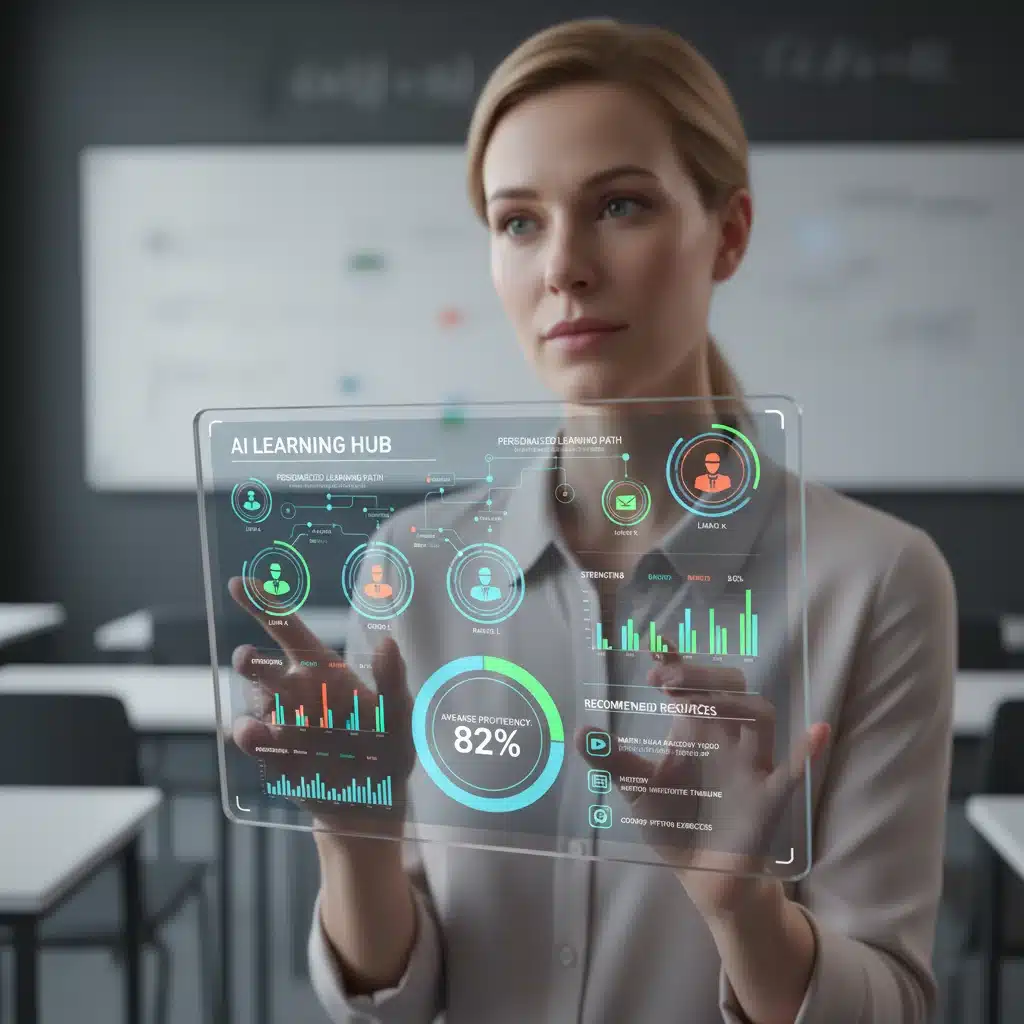 AI dashboard showing personalized learning paths for students.