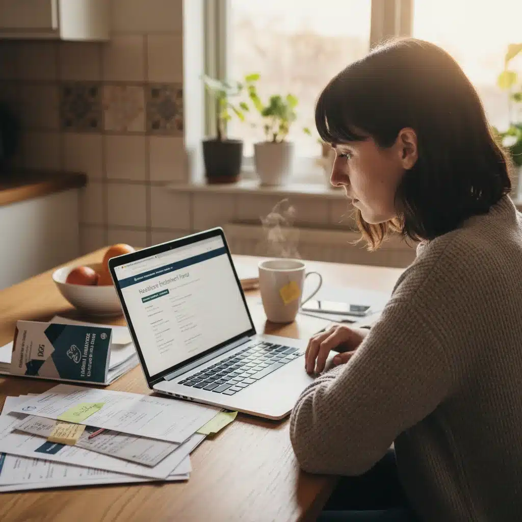 Person researching and applying for Medicaid online at home