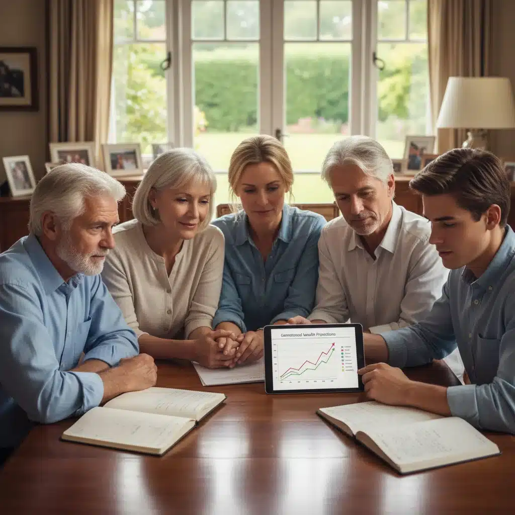 Multi-generational family discussing financial future and social security planning
