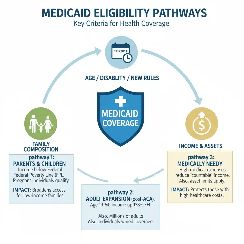 Infographic detailing three new Medicaid eligibility pathways
