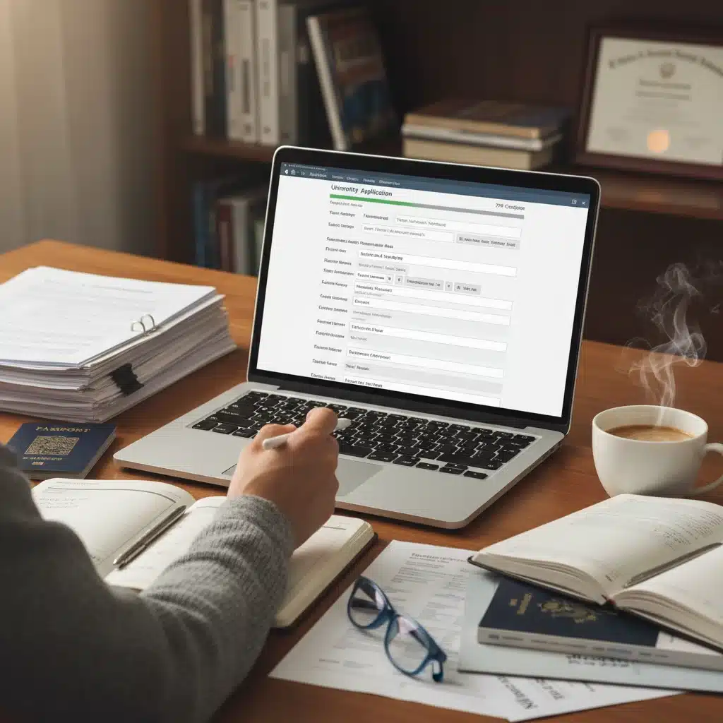 Student meticulously filling out an online university application form.