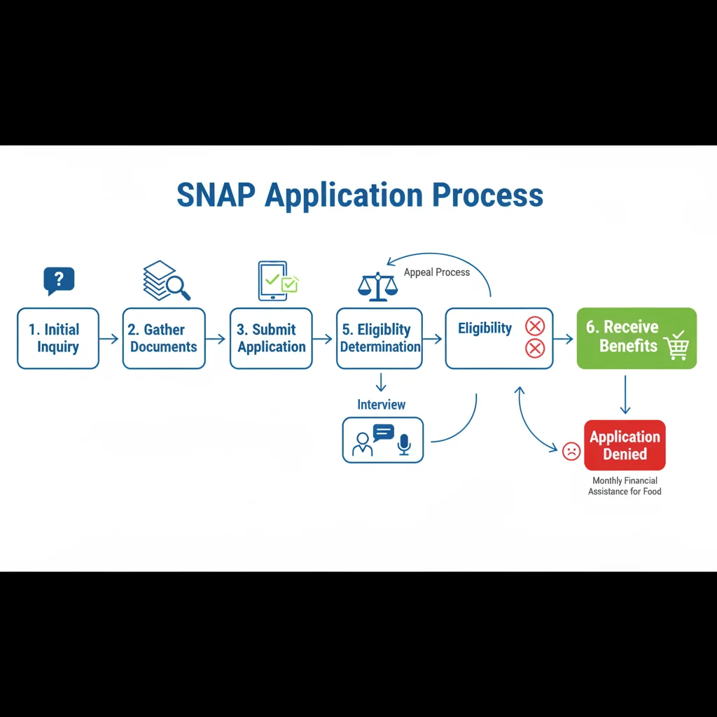 Infographic showing the step-by-step SNAP application process