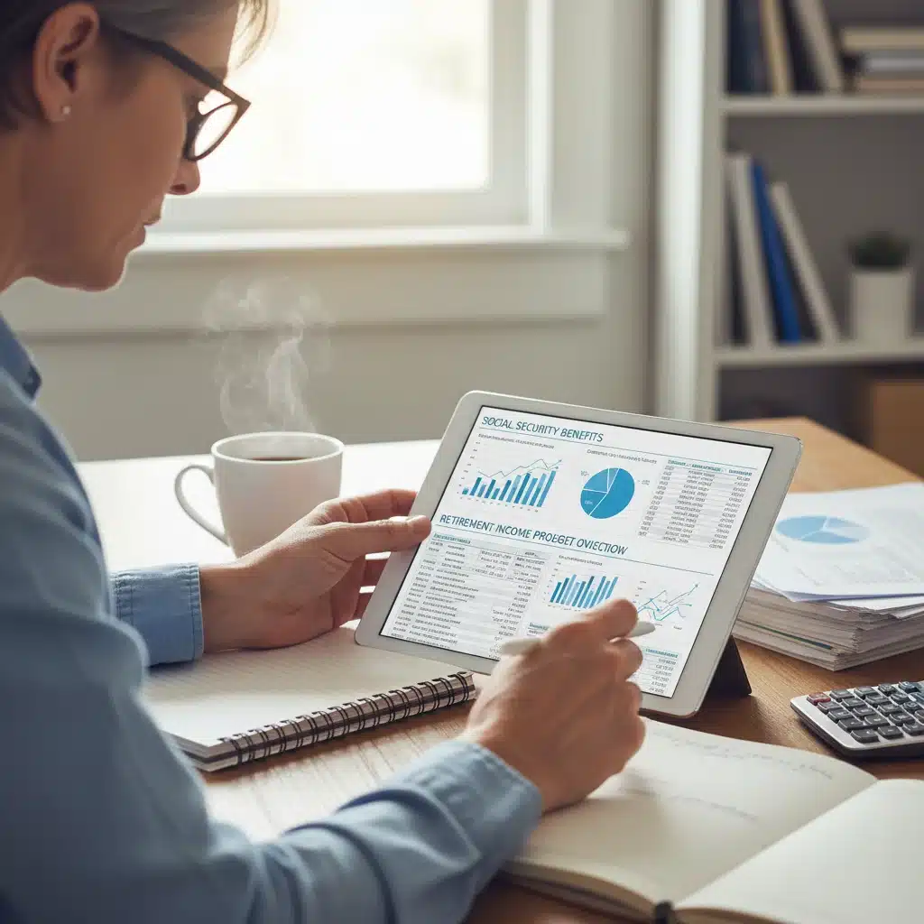 Person reviewing financial documents and planning budget for Social Security benefits