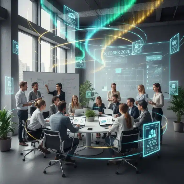 Professionals learning with micro-credentials in a modern U.S. office setting in 2026