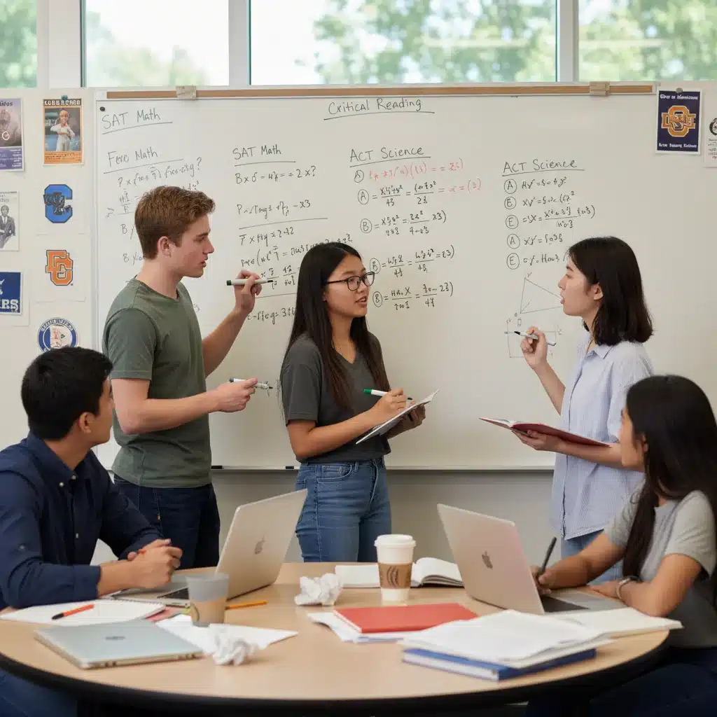 Students collaborating in an SAT ACT study group session.
